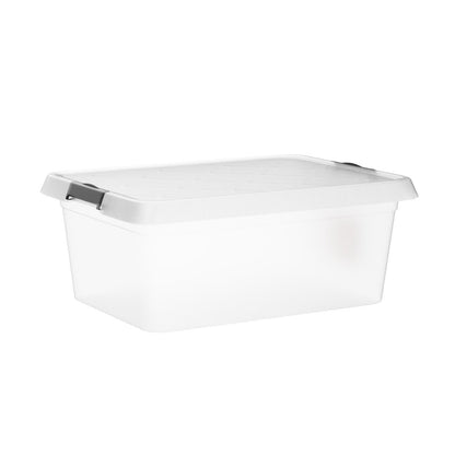 ATHLON TOOLS 4x 12.5 L Aufbewahrungsboxen mit Deckel, lebensmittelecht - Verschlussclips - 100% Neumaterial Plastik-Box transparent - Kleiderboxen stapelbar…