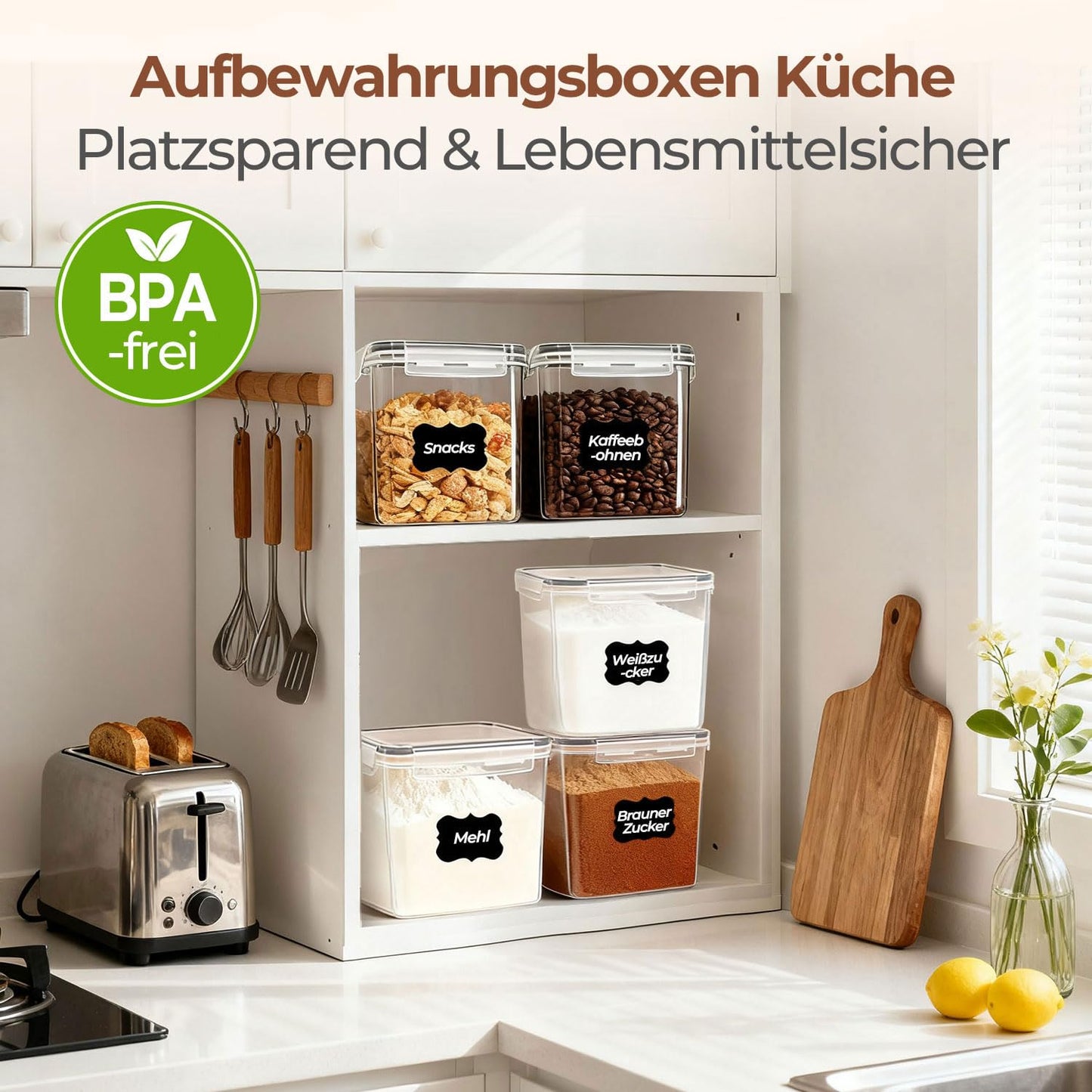 ComSaf Mehl Aufbewahrung 2.5L 3Pcs, Vorratsdosen mit Deckel luftdicht, Vorratsbehälter, luftdichte Aufbewahrungsbox, Aufbewahrungsdosen Küche, Lebensmittelaufbewahrung für Mehl, Reis, Müsl, Mandelmehl