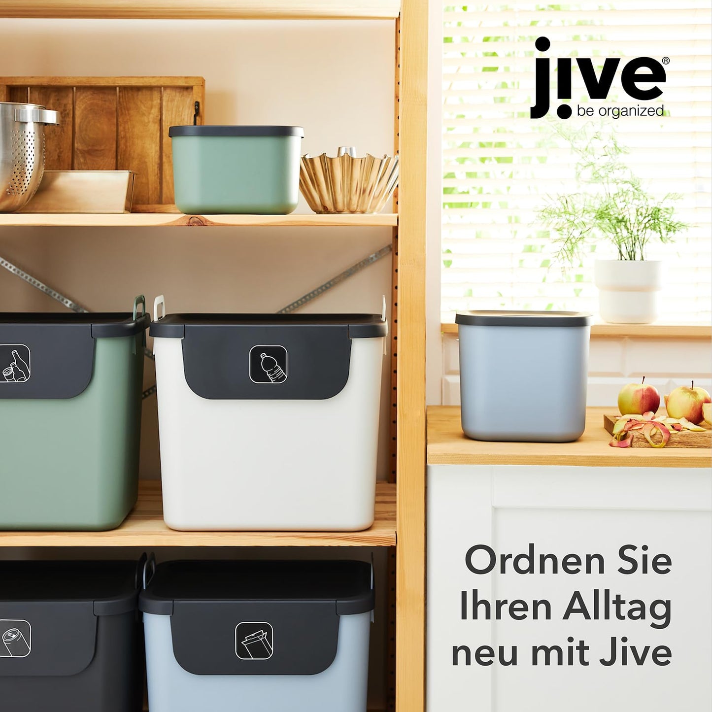 Jive 3er Set Aufbewahrungsbox mit Deckel klein 5 l, Kunststoff (PP recycelt), mit Flechtmuster, dunkelgrau, 3x5l (26,5 x 18,5 x 13,5 cm)