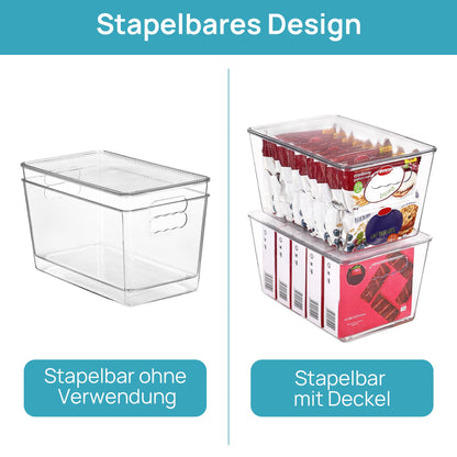 Vtopmart 6 Stück Aufbewahrungsboxen mit Deckel, stapelbare Kunststoffboxen zur küche aufbewahrung & organisation, perfekt für Bad, Schrank, Küche, Kühlschrank, Schrankorganisation（L）