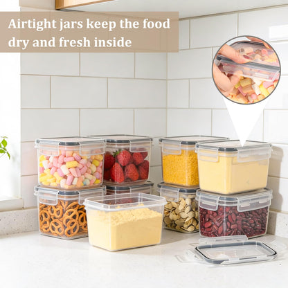GoMaihe Vorratsdosen mit deckel luftdicht 12er-Set: Aufbewahrungsbox Küche Klein 800ml mit Etiketten | Lebensmittelbehälter für Müsli Zucker und Gewürze | BPA-FREI | Spülmaschinenfest