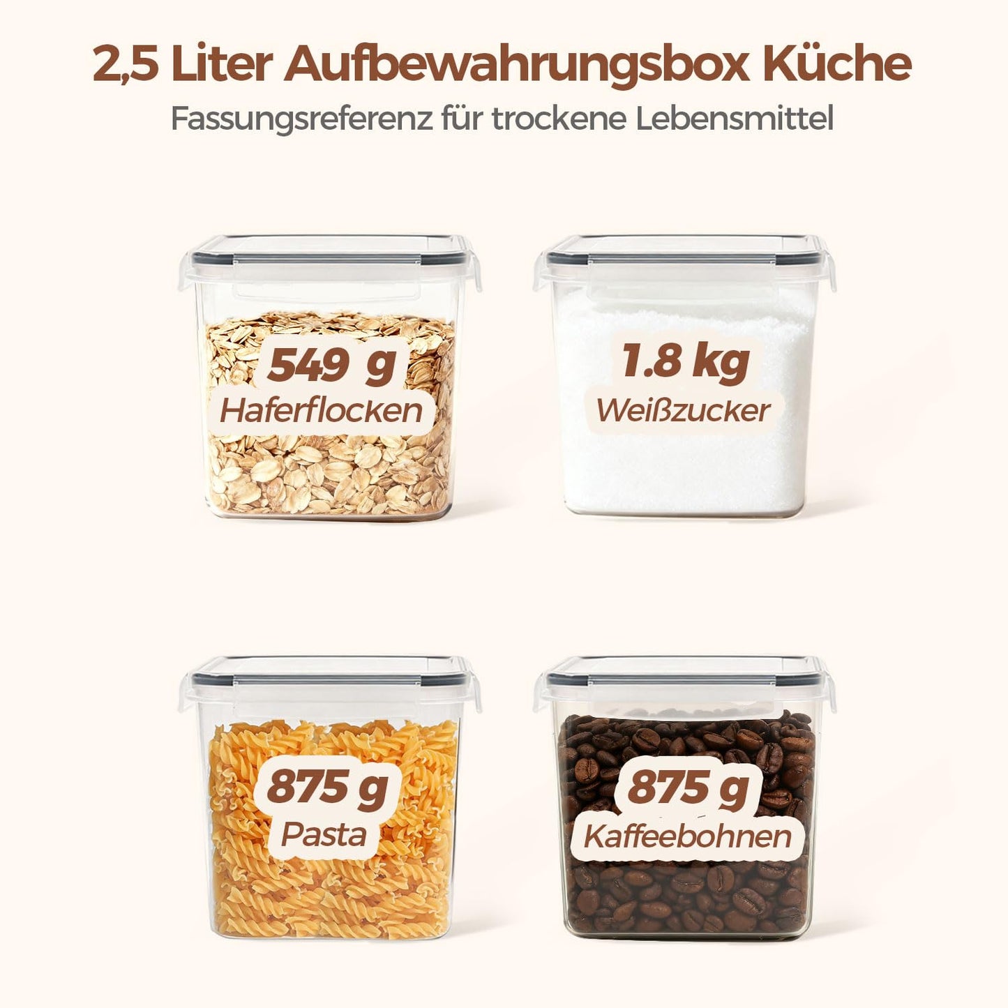 ComSaf Mehl Aufbewahrung 2.5L 3Pcs, Vorratsdosen mit Deckel luftdicht, Vorratsbehälter, luftdichte Aufbewahrungsbox, Aufbewahrungsdosen Küche, Lebensmittelaufbewahrung für Mehl, Reis, Müsl, Mandelmehl