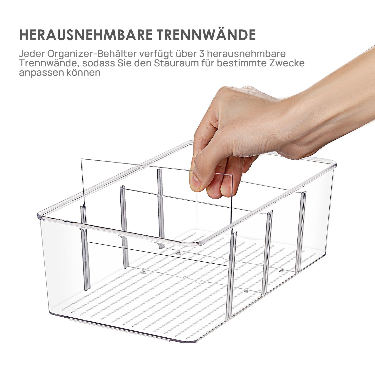 Vtopmart 4er Kühlschrank Organizer mit 4 Fächern, BPA-Freie Küche Stapelbarer Lebensmittel aufbewahrungsbox für Teebeutel,Snacks,Gewürze