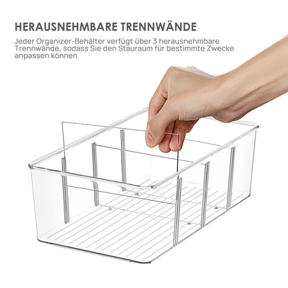 Vtopmart 4er Kühlschrank Organizer mit 4 Fächern, BPA-Freie Küche Stapelbarer Lebensmittel aufbewahrungsbox für Teebeutel,Snacks,Gewürze