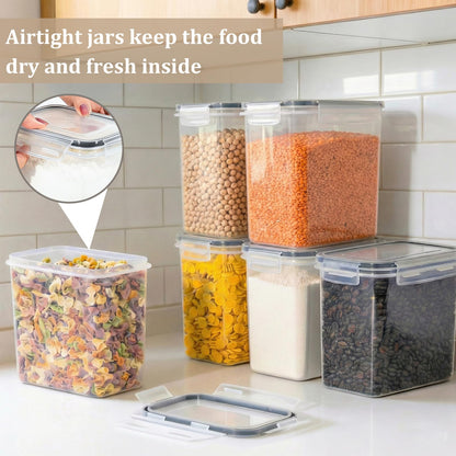 GoMaihe 1.6L Vorratsdosen 10 Set, Aufbewahrungsbox Küche Luftdicht Behälter aus Plastik Mit Deckel, Vorratsbehälter zur Aufbewahrung von Nudeln, Müsli, Reis, Mehl, und für futter Haustiere, MEHRWEG