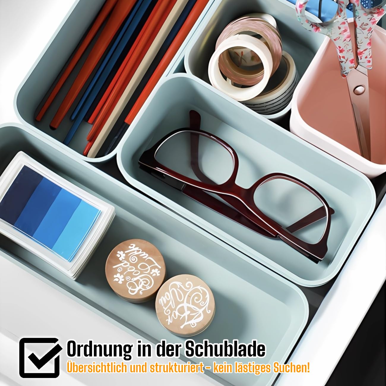 Gariella 1x Schubladen-Organizer Set Aufbewahrungs-Box Einteiler Trenn-System verstellbar Utensilien Stauraum Wohn-Badezimmer Kunststoff anthrazit