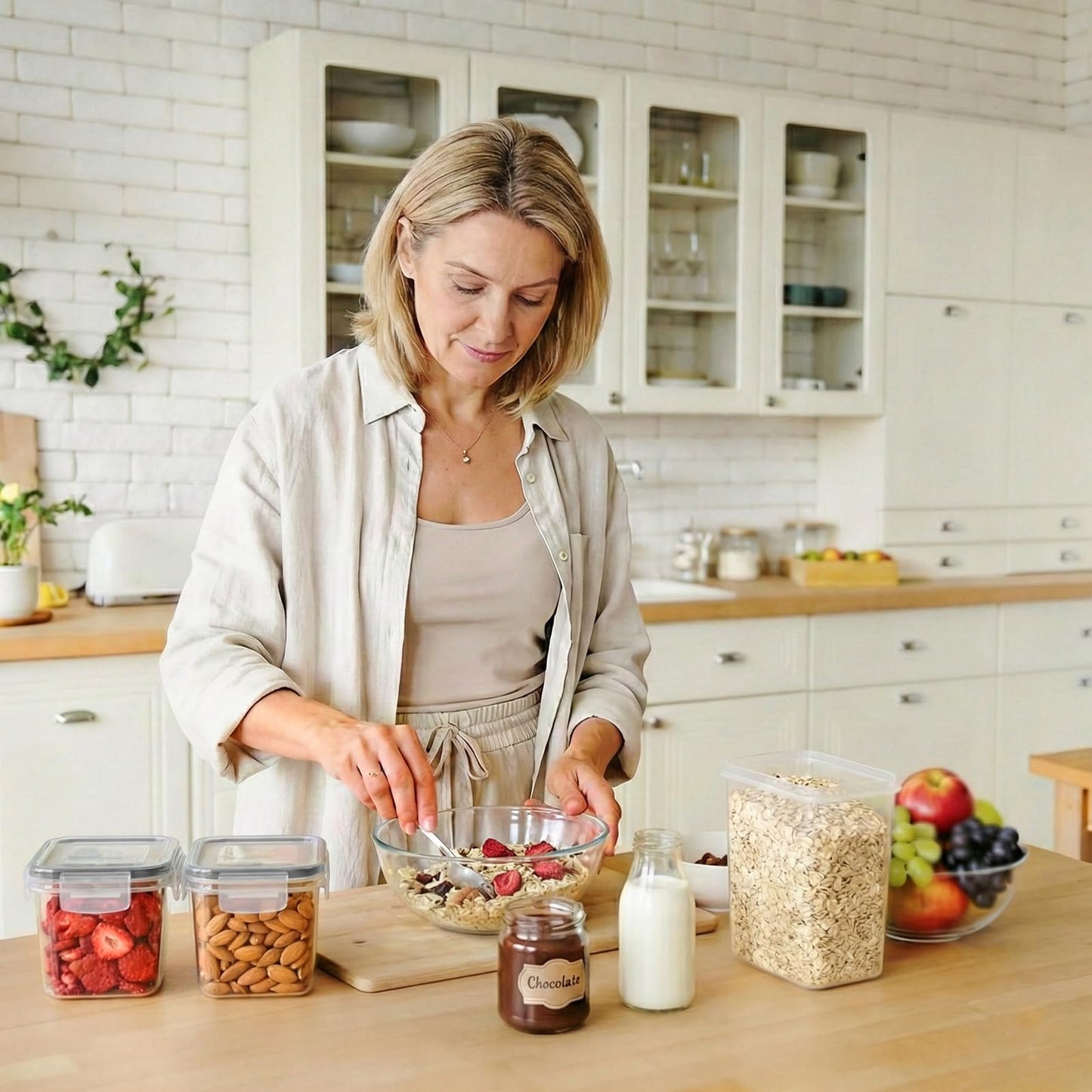 GoMaihe Vorratsdosen mit deckel luftdicht 12er-Set: Aufbewahrungsbox Küche Klein 800ml mit Etiketten | Lebensmittelbehälter für Müsli Zucker und Gewürze | BPA-FREI | Spülmaschinenfest