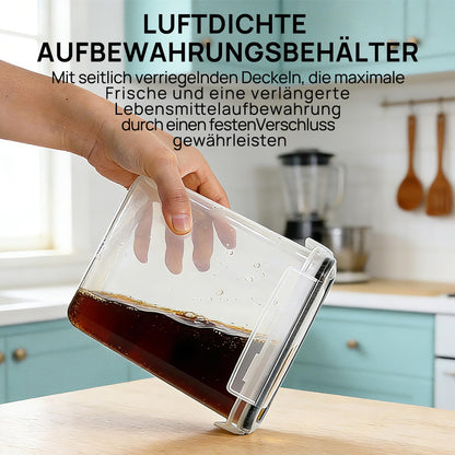 Vtopmart 2.8L Vorratsdosen Set, Müsli Schüttdose & Frischhaltedosen, BPA frei Kunststoff luftdicht,Trockenfutterbehälter, Satz mit 4, 24 Etiketten für Getreide, Mehl, Zucker usw (Schwarz)