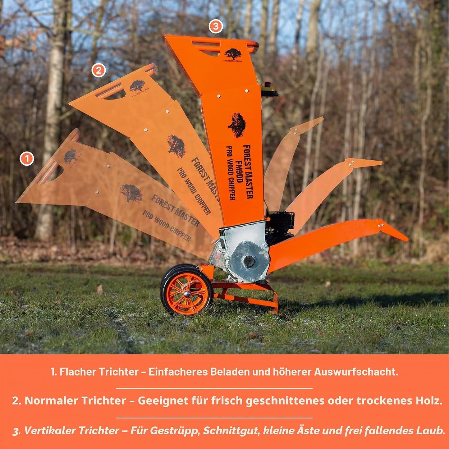 Forest Master FM9DDES Profi-Holzhäcksler, 75 mm