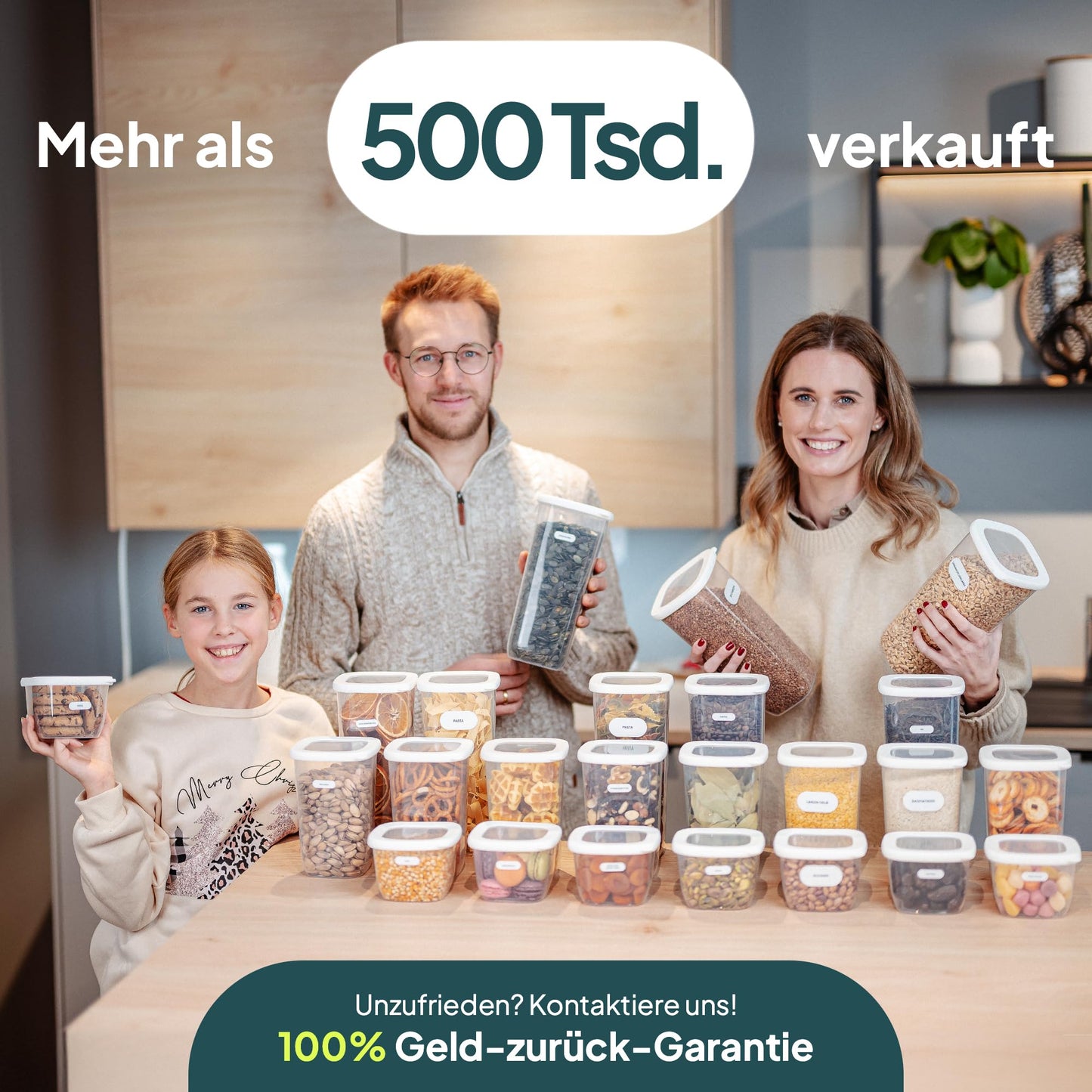 uandu Vorratsdosen mit Deckel luftdicht – 12er Vorratsbehälter Set BPA Frei, Aufbewahrungsdosen Küche für Müsli, Mehl & Zucker, Mit Etiketten