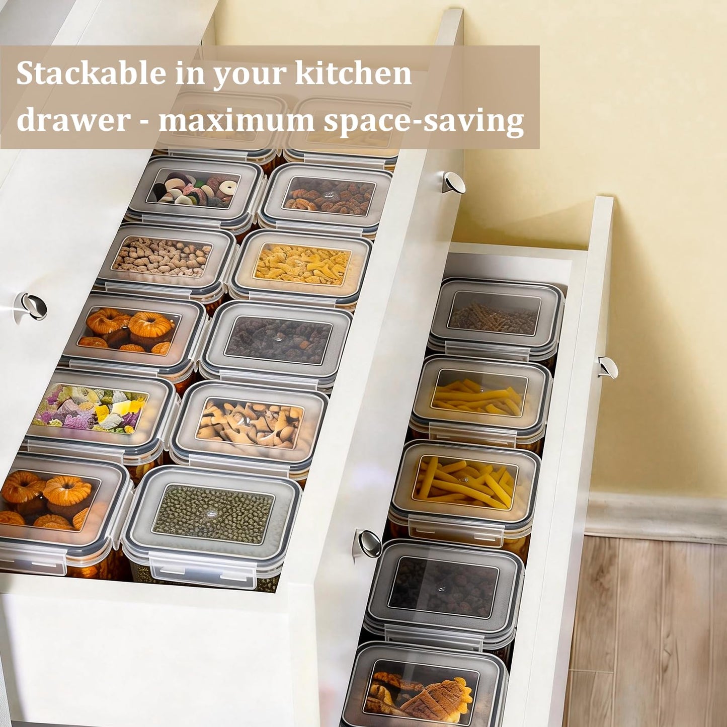 GoMaihe Vorratsdosen 25 Set Aufbewahrungsbox Küche Organizer, Luftdicht Vorratsbehälter Plastik mit Deckel, Vorratsdose für Müsli Mehl Kaffeebohnen Cornflakes Spaghetti Aufbewahrung