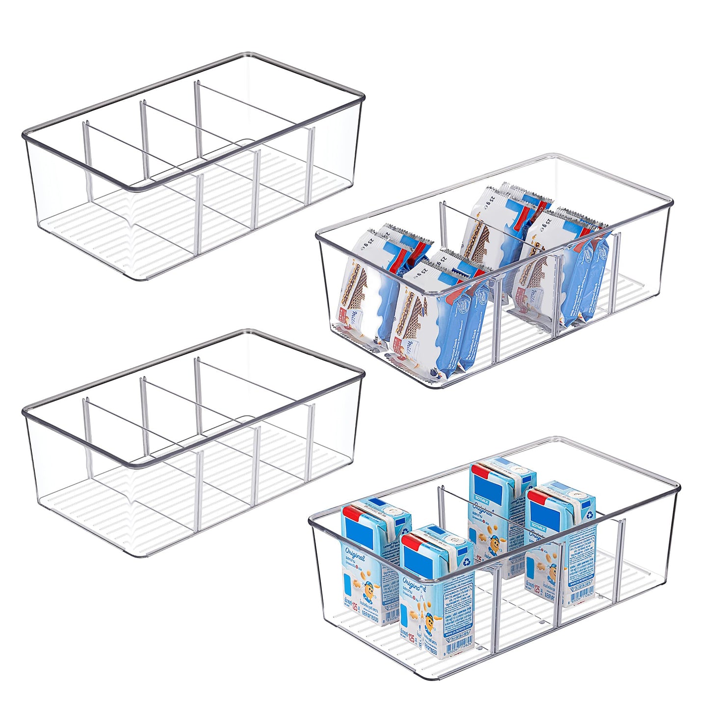 Vtopmart 4er Kühlschrank Organizer mit 4 Fächern, BPA-Freie Küche Stapelbarer Lebensmittel aufbewahrungsbox für Teebeutel,Snacks,Gewürze