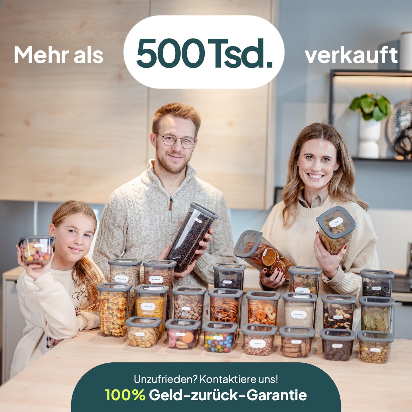 uandu Vorratsdosen mit Deckel luftdicht – 12er Vorratsbehälter Set BPA Frei, Aufbewahrungsdosen Küche für Müsli, Mehl & Zucker, Mit Etiketten