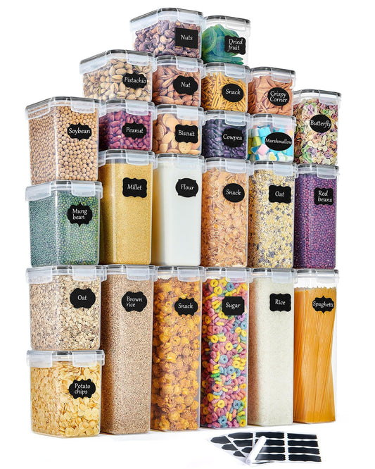GoMaihe Vorratsdosen 25 Set Aufbewahrungsbox Küche Organizer, Luftdicht Vorratsbehälter Plastik mit Deckel, Vorratsdose für Müsli Mehl Kaffeebohnen Cornflakes Spaghetti Aufbewahrung